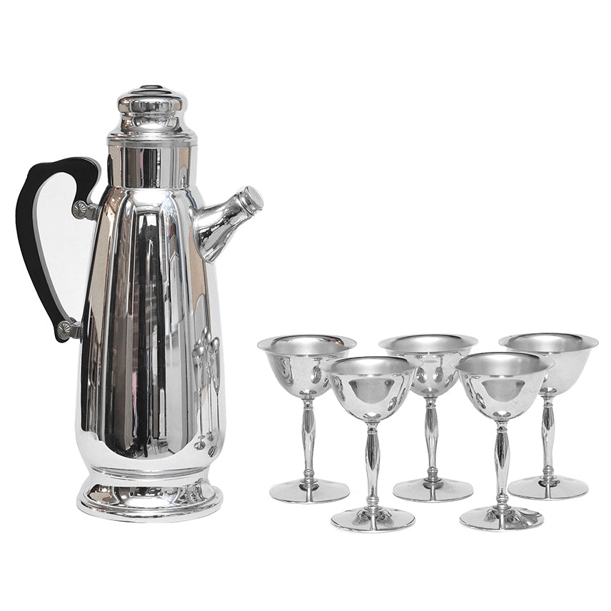 Vintage Chrome & Black Bakelite Cocktail Shaker Set | The Hour Shop