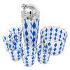 Vintage Blue & White Diamond Cocktail Shaker Set Top | The Hour Shop