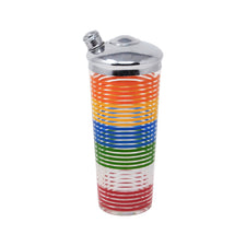 Vintage Hazel Atlas Multi Color Stripes Glass Cocktail Shaker | The Hour Shop