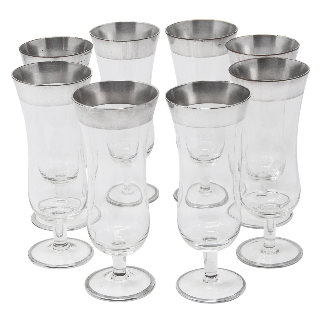  Vintage Sterling Silver Band Flute Glasses | The Hour Shop