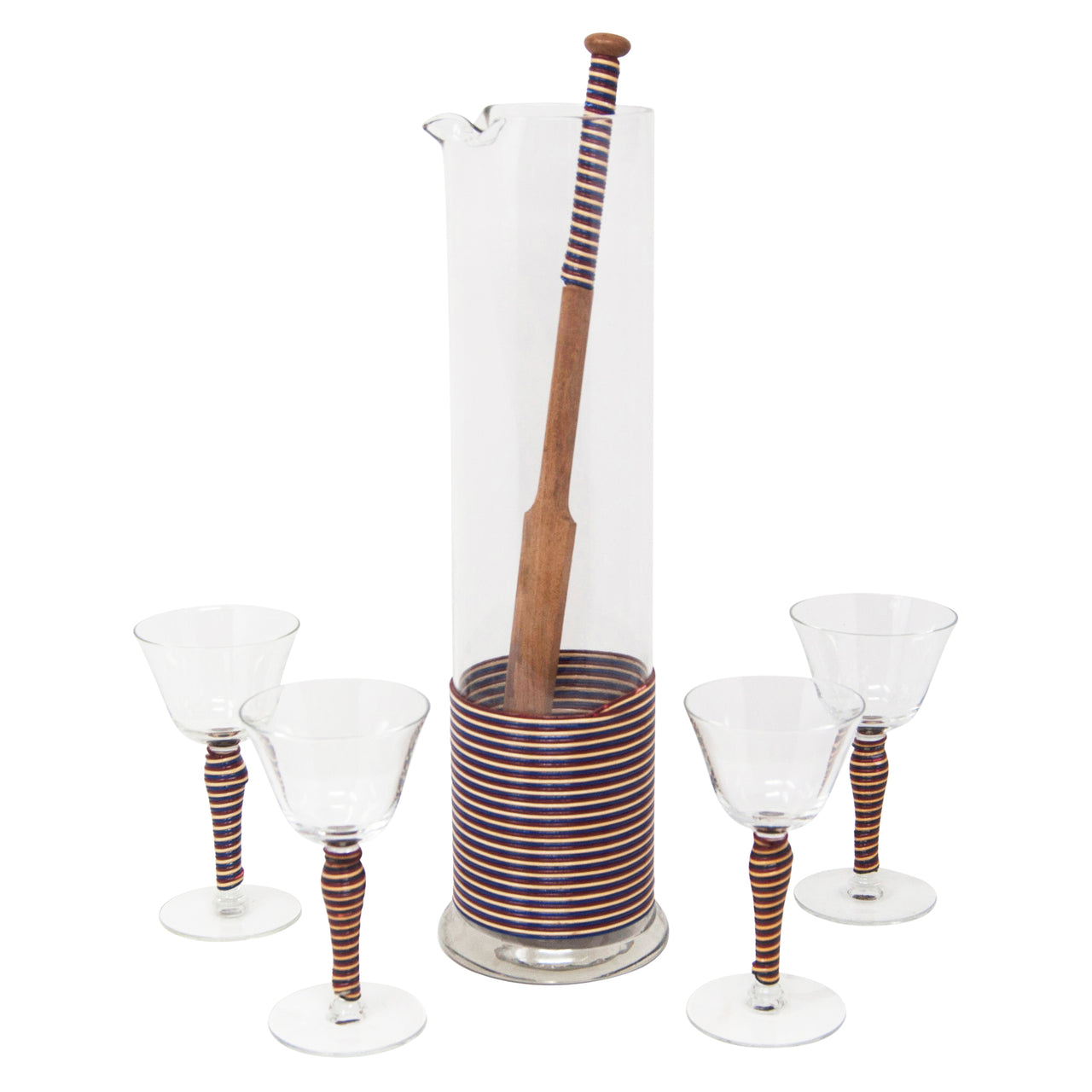Vintage Rattan Wrap Cocktail Pitcher Set | The Hour Shop