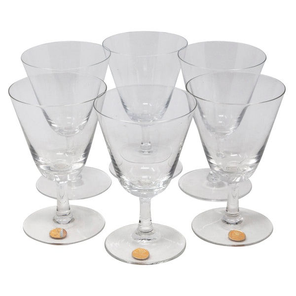 Vintage Crystal Glasses, Etched With Black Stem, Sherry Coupe