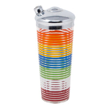Vintage Hazel Atlas Multi-Color Stripes Glass Cocktail Shaker | The Hour Shop