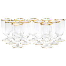 Vintage Paneled Glass Gold Rimmed Goblets | The Hour Shop