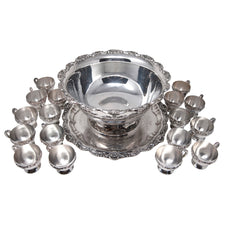 Vintage Poole Silver Plate Punch Bowl Set Top | The Hour Shop