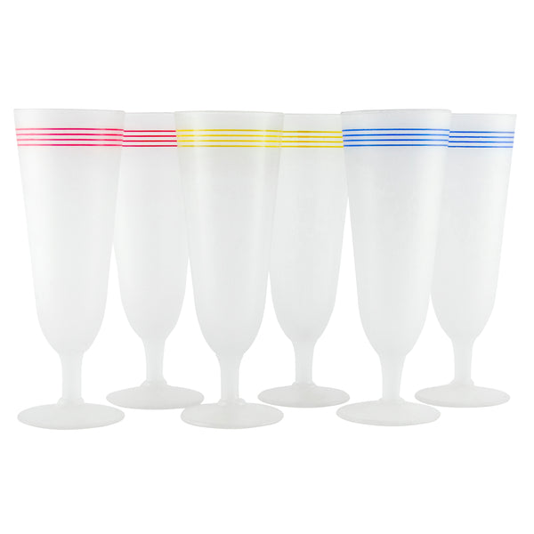 Vintage Frosted Colorful Stripe Drinking Glasses Set 8 Tall High Ball –  Time Warp, LLC