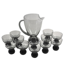 The Hour, Vintage Morgantown Smoke Glass Cocktail Pitcher Set