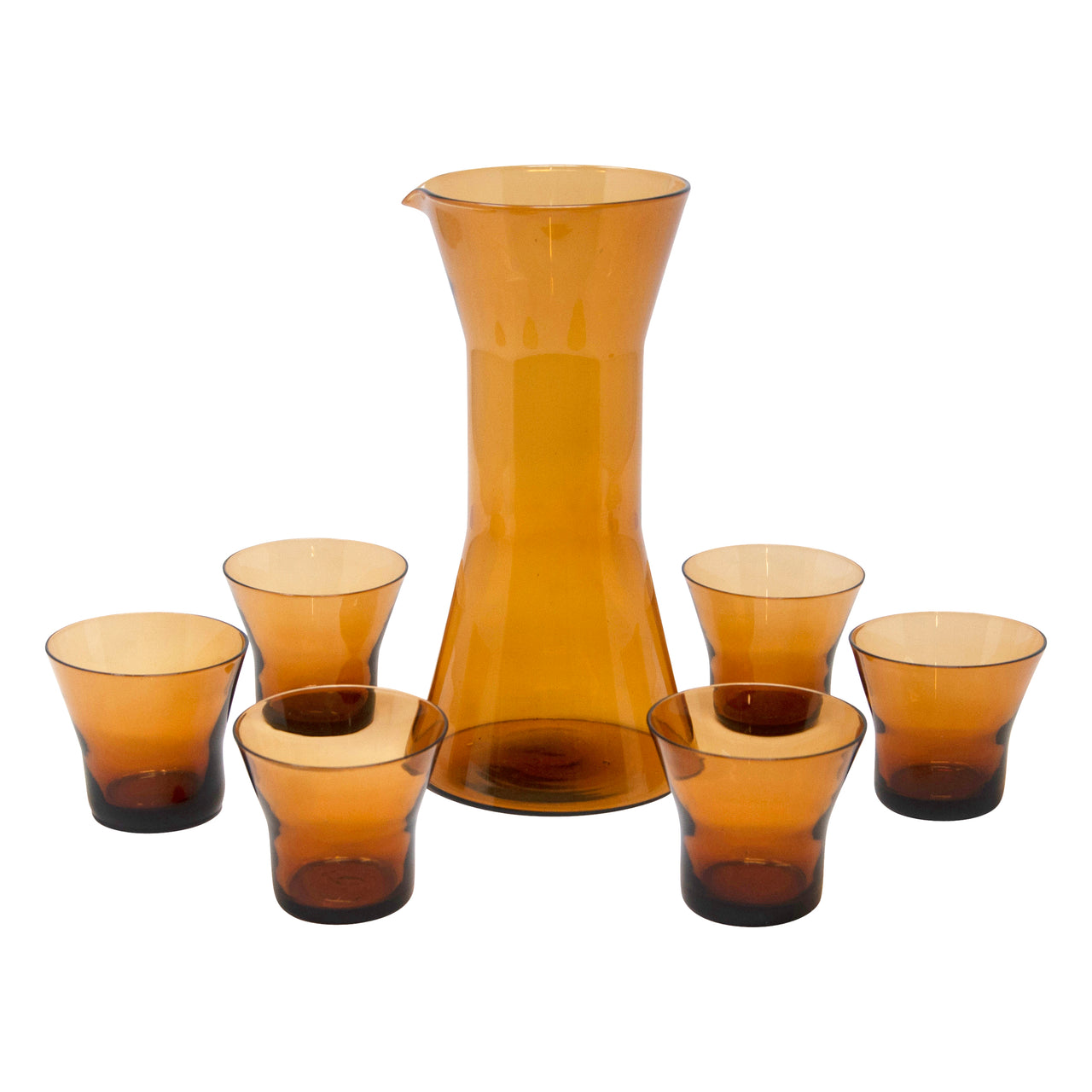 Vintage MCM Amber Cocktail Pitcher Set | The Hour Shop