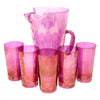 Draping Pink Iridescent Cocktail Pitcher Set