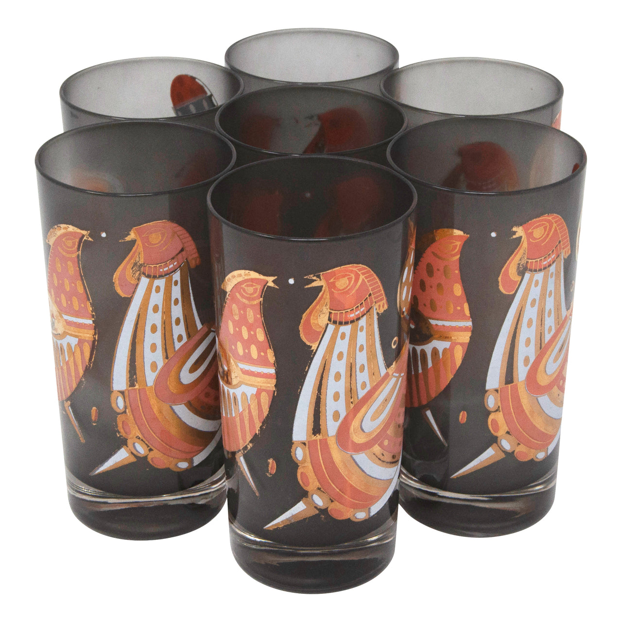 Vintage Georges Briard Rooster Smoke Collins Glasses | The Hour Shop