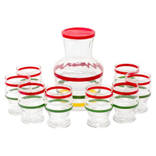 Vintage Red Lid Striped Decanter Set | The Hour Shop