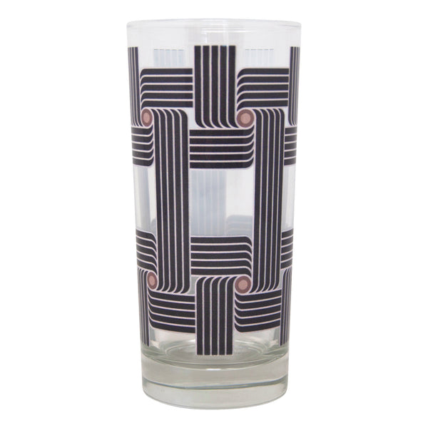 Vertical Stripes Glass Cup Set, Drinking Glasses With Straws, High