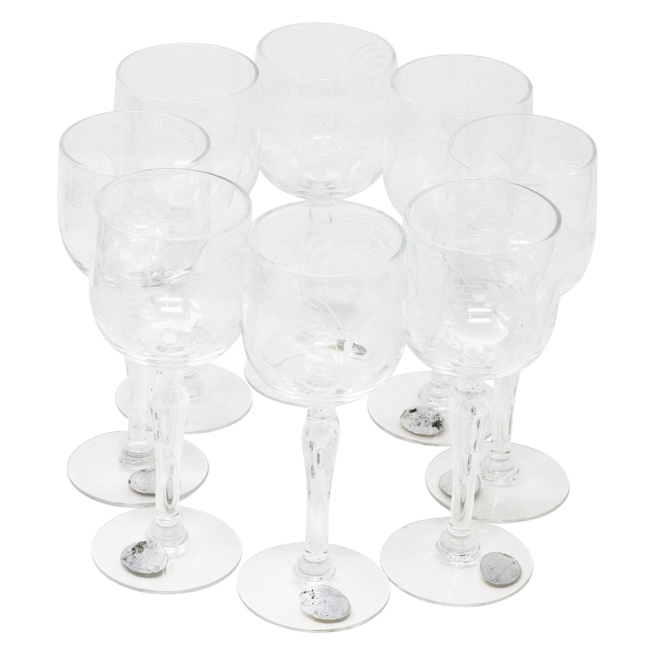 Vintage Small Etched Wheat Martini Glasses