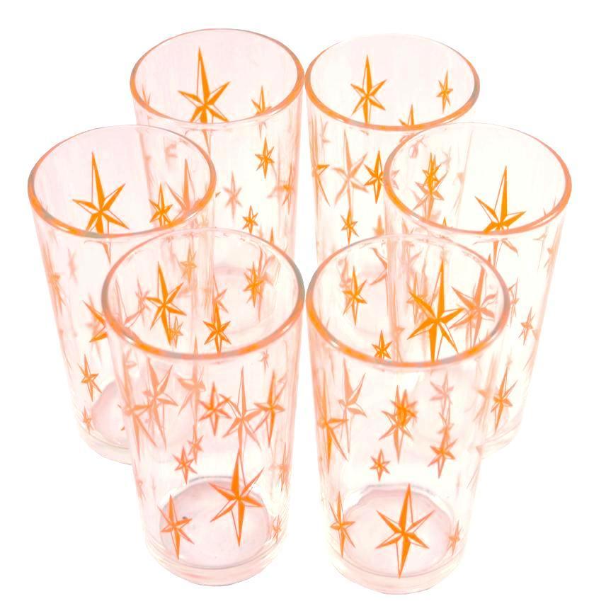 Vintage Orange Star Tumblers / Juice Glasses