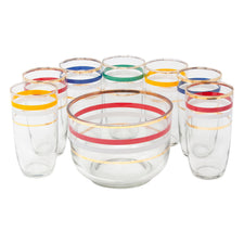 Vintage Multi Color Stripes Ice Bucket Set | The Hour Shop