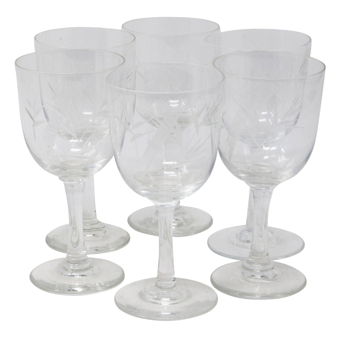 Vintage Etched Bamboo Sherry Glasses | The Hour Shop