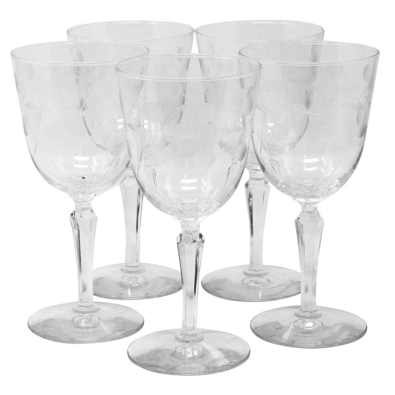 Vintage Etched Cherries and Stems Wine Glasses | The Hour Shop