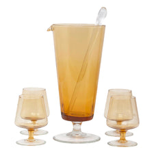 Vintage Mid Century Amber & Clear Cocktail Pitcher Set | The Hour