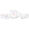 Vintage West Virginia Glass Draping Iridescent Cocktail Pitcher Set Front | The Hour Shop