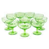 Vintage Green Vaseline Glass Coupes | The Hour Shop