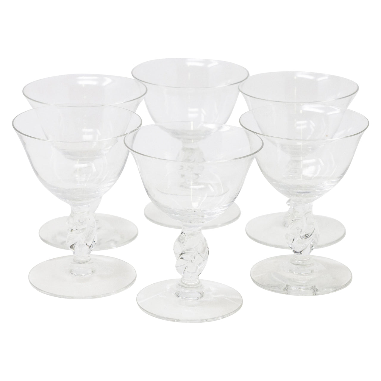 2 Clear Crystal Modern Wine Glasses- Embossed Swirl Art Glass Stemware  Goblets