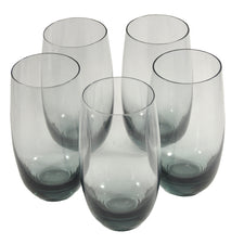 Rounded Base Smoke Glass Collins Glasses | The Hour Vintage