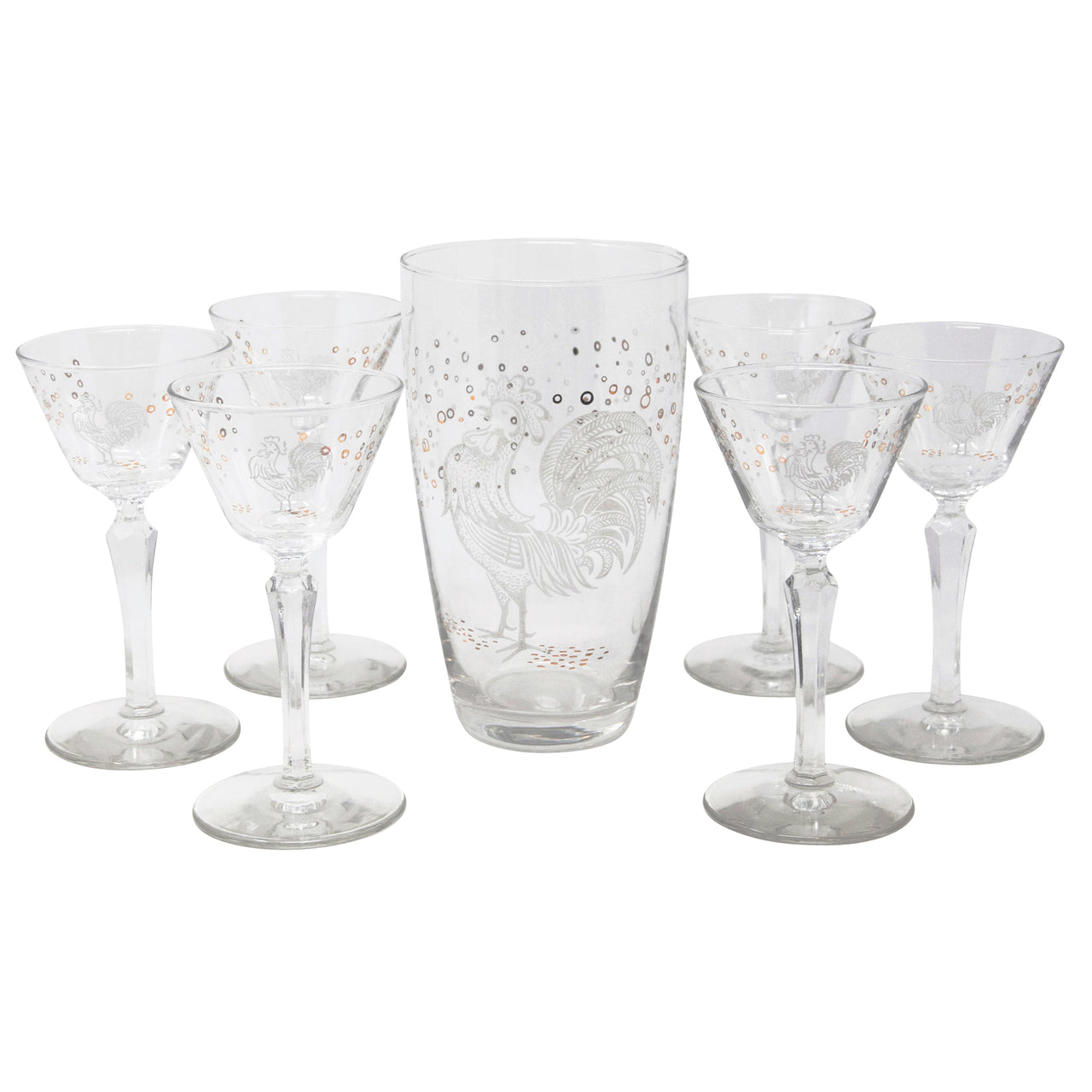 Vintage Mid Century White Rooster Mixing Glass Cocktail Set | The Hour