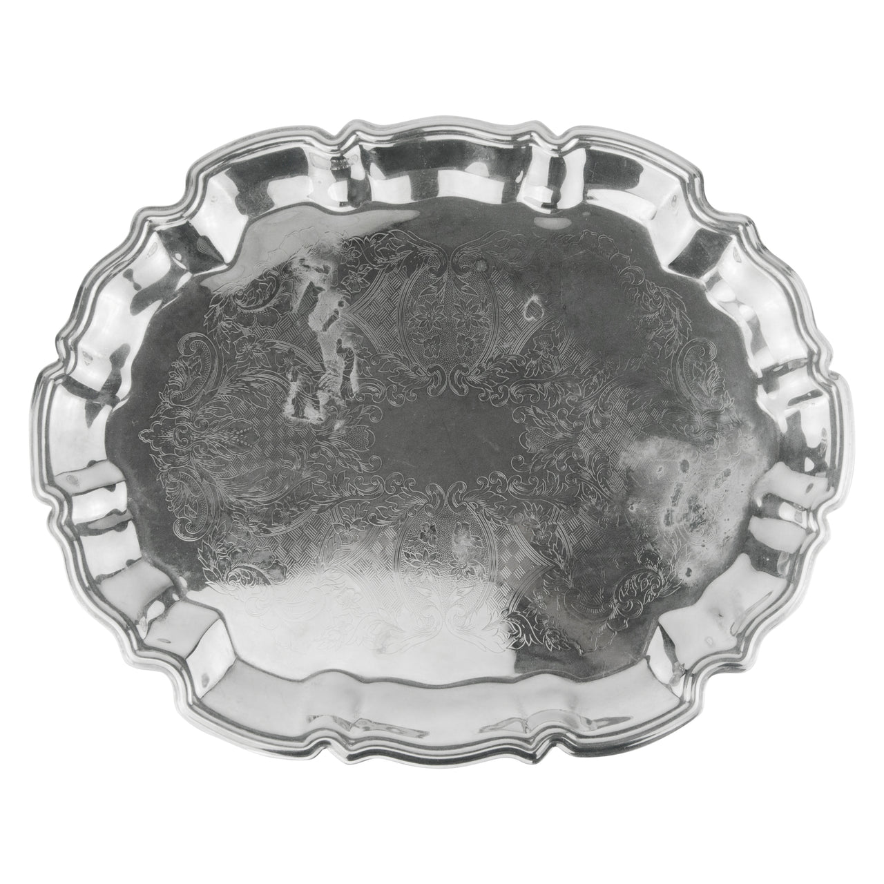 Vintage Sheridan Silver Plate Scalloped Edge Tray | The Hour Shop