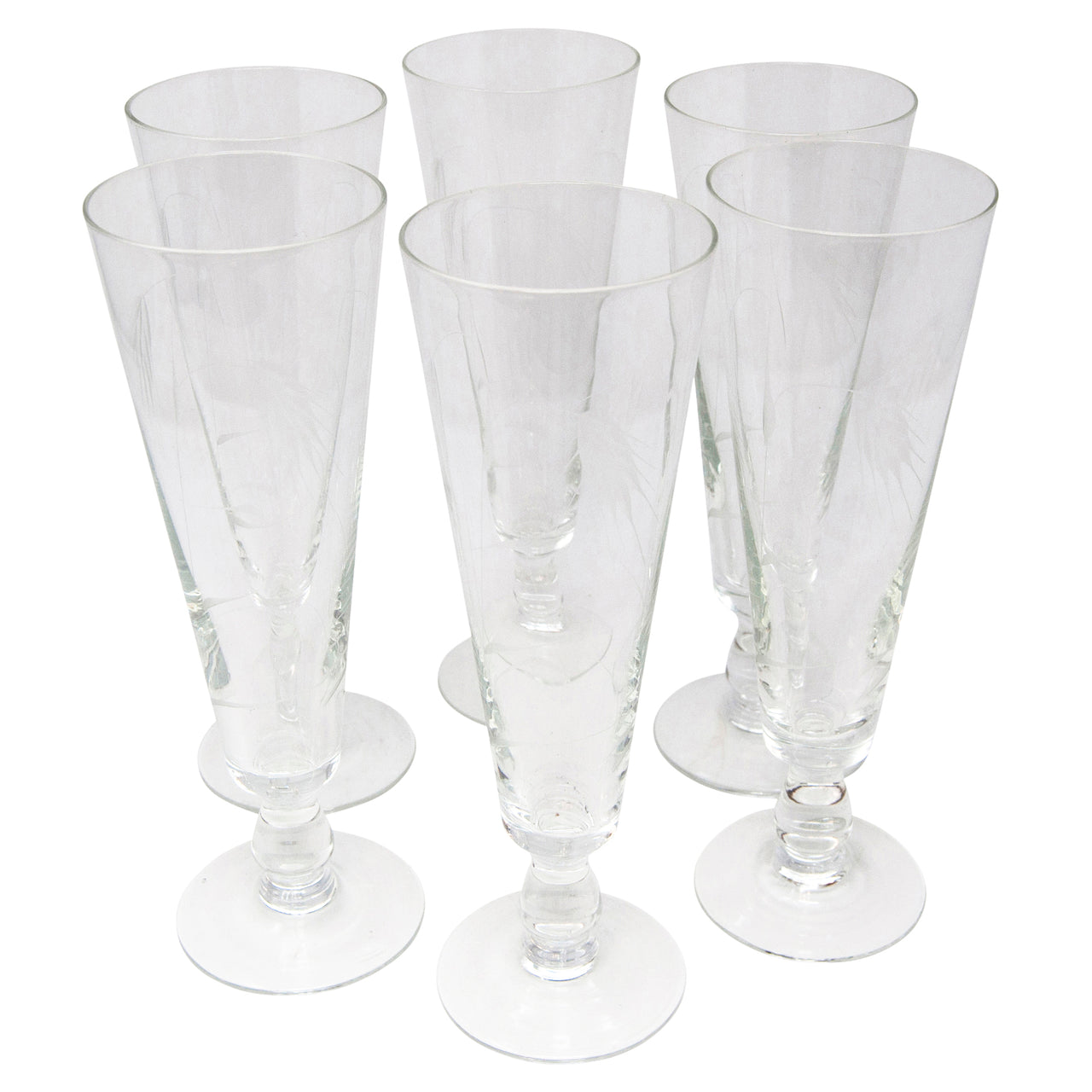 Vintage Sasaki Clear Etched Wheat Pilsner Glasses | The Hour Shop