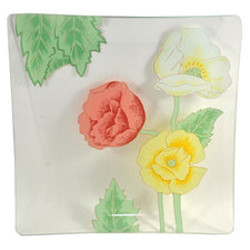 Vintage 3 Flower Square Bent Glass Tray, The Hour Shop