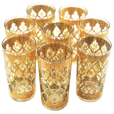 Vintage Culver Valencia Gold & Green Collins Glasses | The Hour Shop