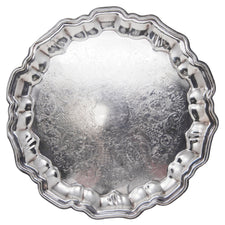 Vintage Leonard Silver Plate Footed Scalloped Tray