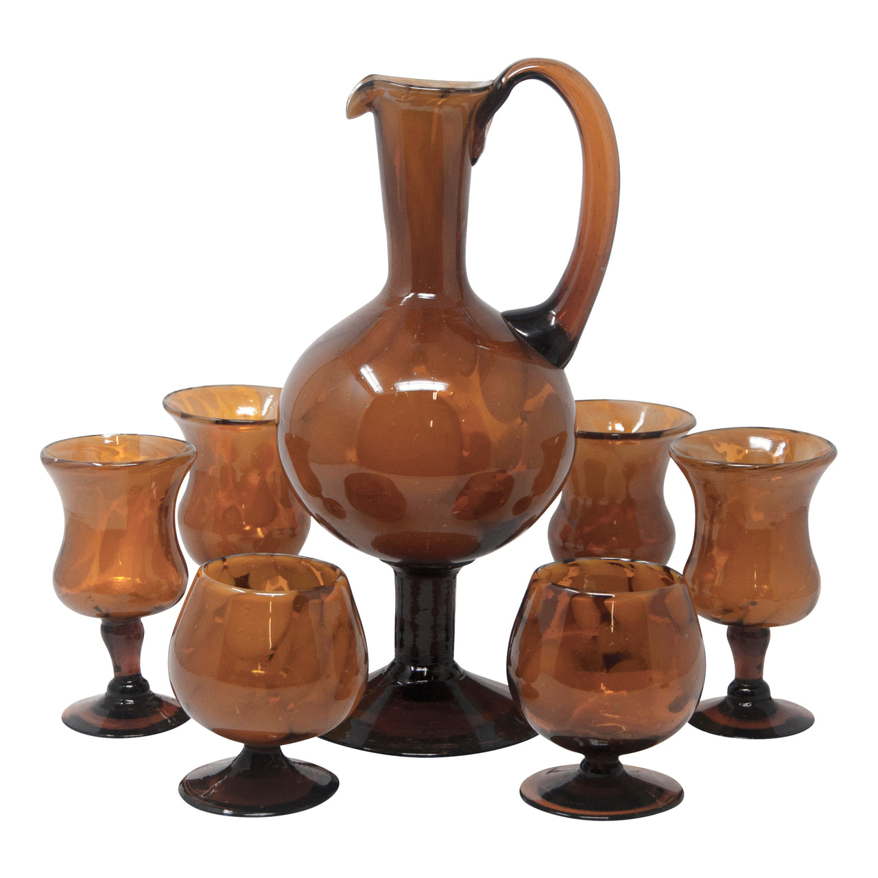 Vintage Brown Amber Hand Blown Cocktail Pitcher Set | The Hour