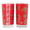 VIntage Libbey Red Flowers Collins Glasses design | The Hour Shop