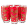 VIntage Libbey Red Flowers Collins Glasses front | The Hour Shop