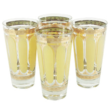 Vintage Fred Press Mustard & Gold Ovals Tapered Collins Glasses | The Hour Shop