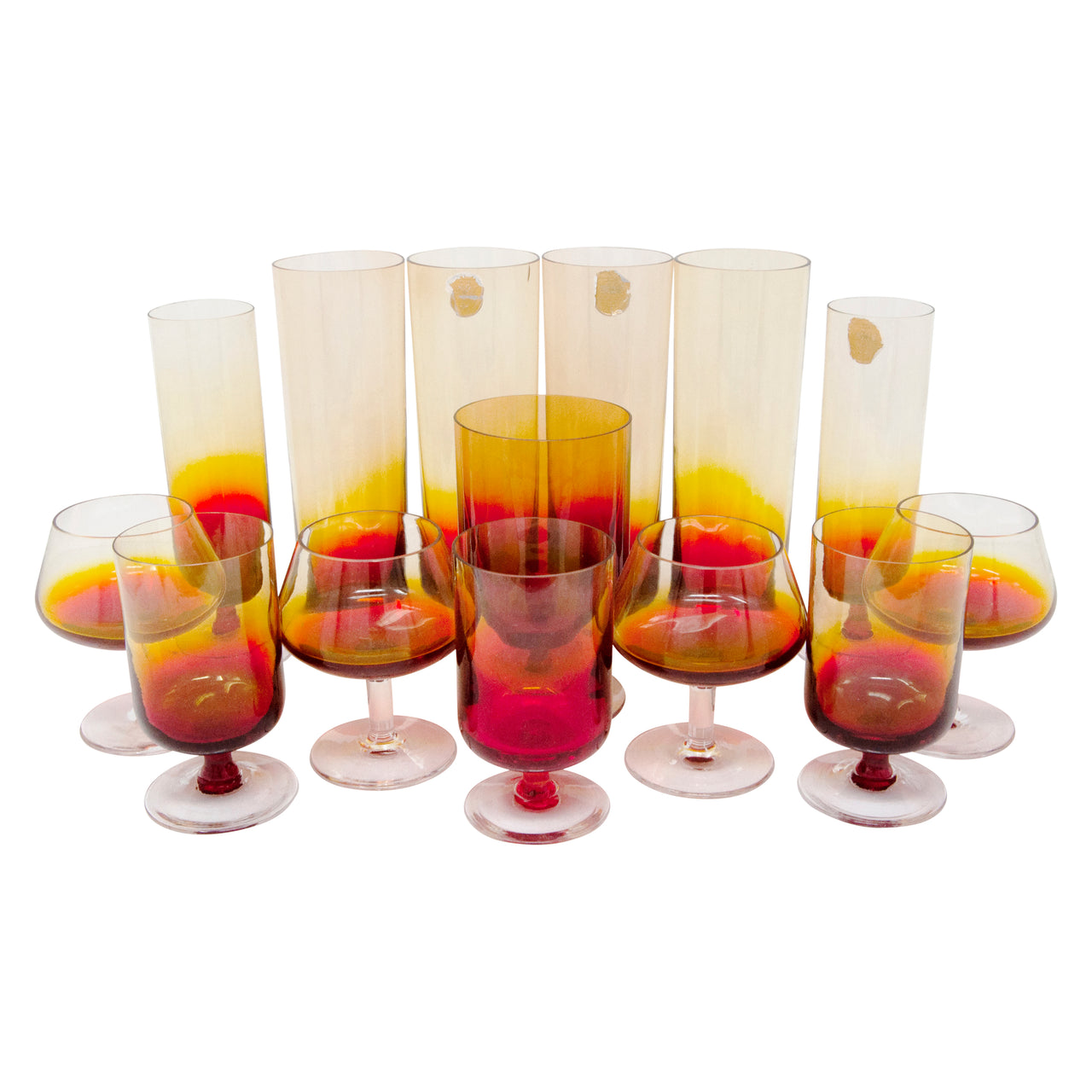 Spanish Amberina Cocktail Glass Set