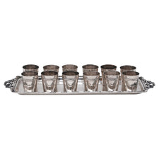 Vintage French Silver Plate Thimbles and Cocktail Tray Set | The Hour Shop