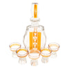 Vintage Amber Band Etched Flowers Decanter Set Top | The Hour Shop