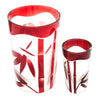 Vintage Ruby Red Flash Bamboo Decanter Set Top of Glasses | The Hour Shop