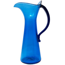 Vintage Blenko Blue Triangle Top Pitcher Right | The Hour Shop
