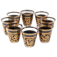 Vintage Culver Ebony Baroque Double Old Fashioned Glasses | The Hour Shop