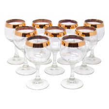 Vintage Gold Band Small Wine Glasses | The Hour Shop