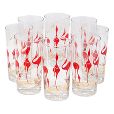 Vintage Red Stylized Birds Collins Glasses | The Hour Shop