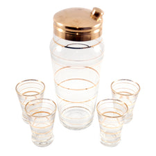 Vintage Gold & Frosted Rings Cocktail Shaker Set | The Hour Shop