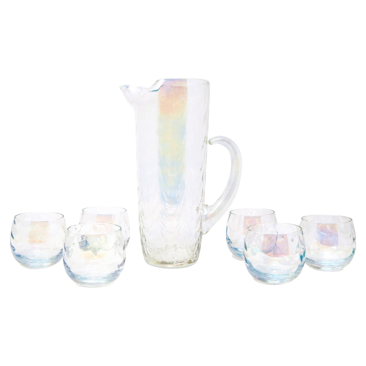 Vintage Draping Iridescent Rainbow Cocktail Pitcher Set Front | The Hour Shop