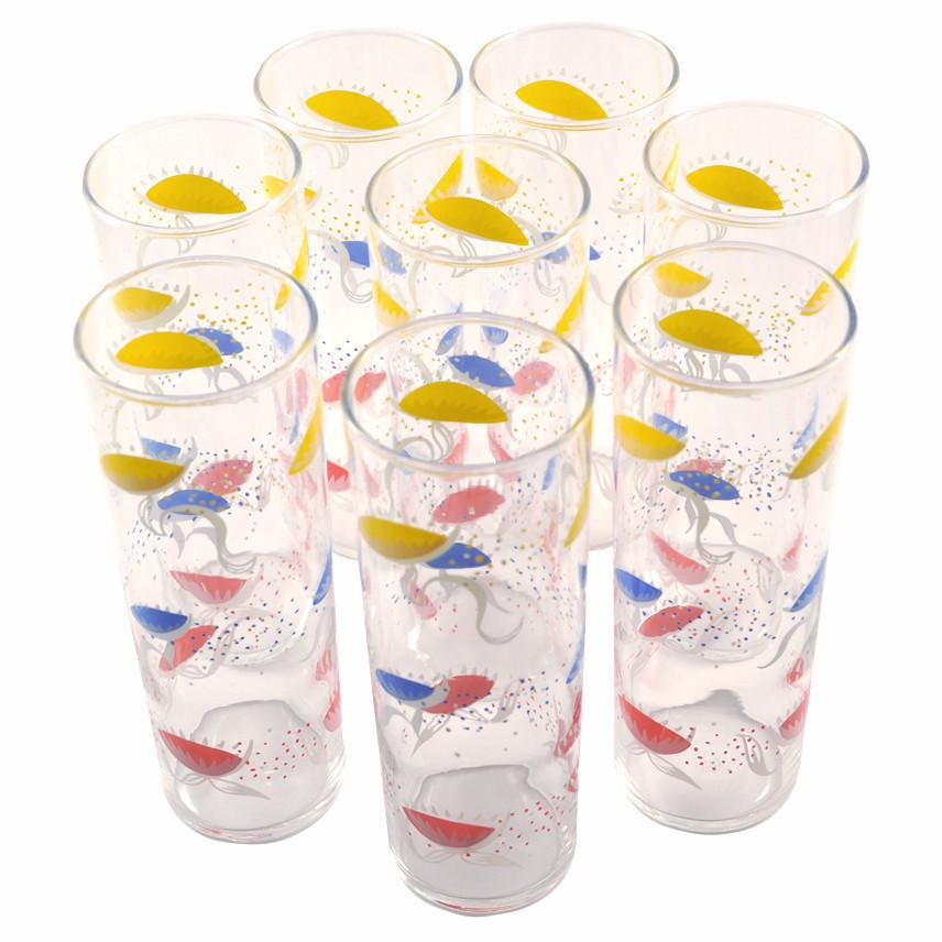 Abstract Flower Collins Glasses