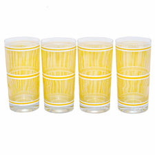 Vintage Georges Briard Yellow Striped Collins Glass Set of 4