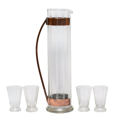 Art Deco Etched Cocktail Pitcher Set, The Hour Shop Vintage Barware Glassware Pitcher Cocktail Glasses