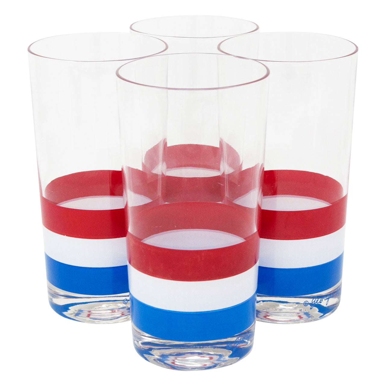 Vintage Georges Briard Red White and Blue Collins Glasses